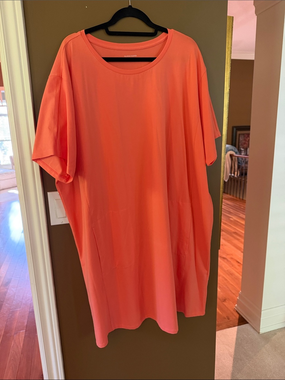 EILEEN FISHER Coral Crew Neck Tunic Dress